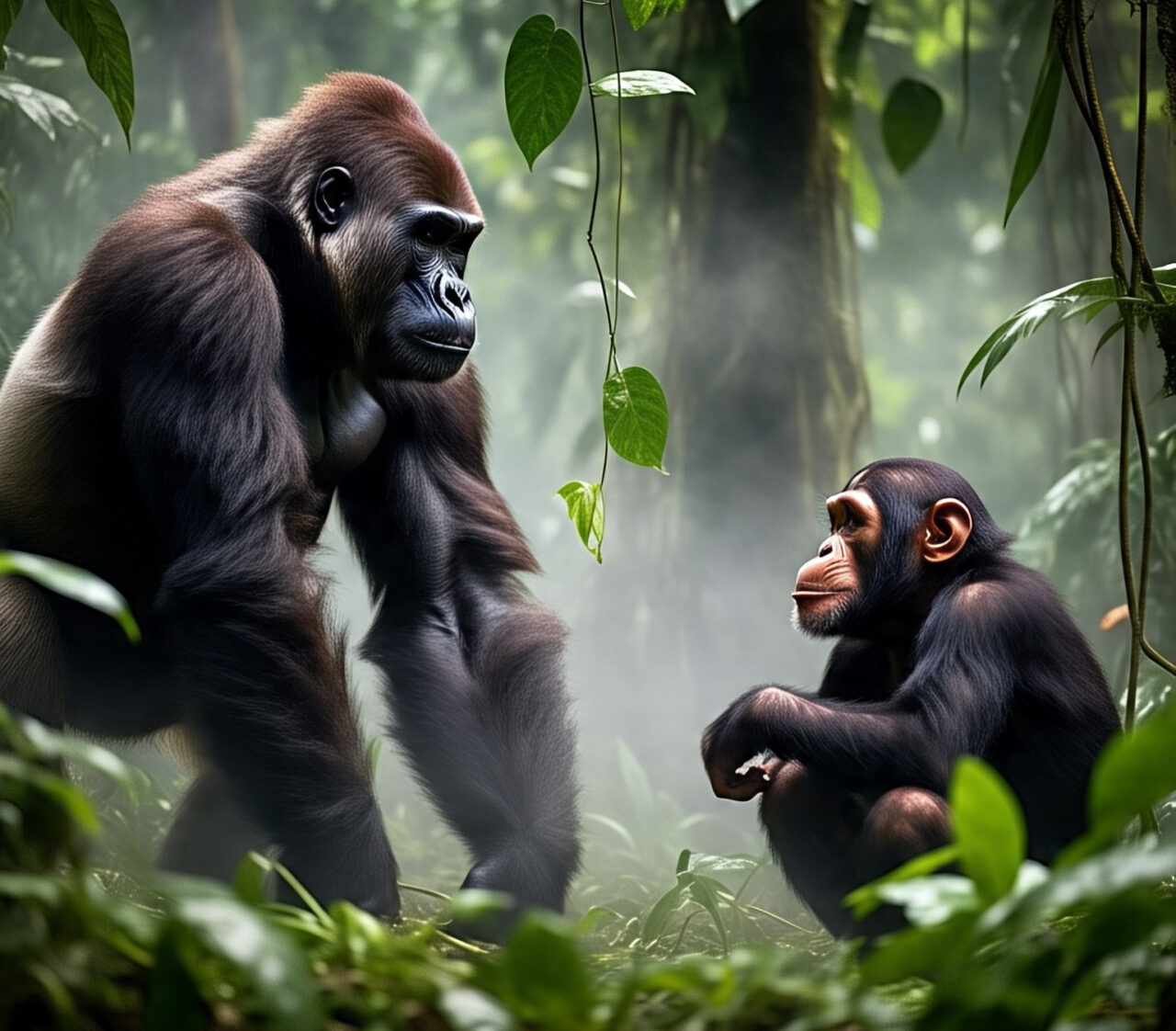 gorilla and chimp