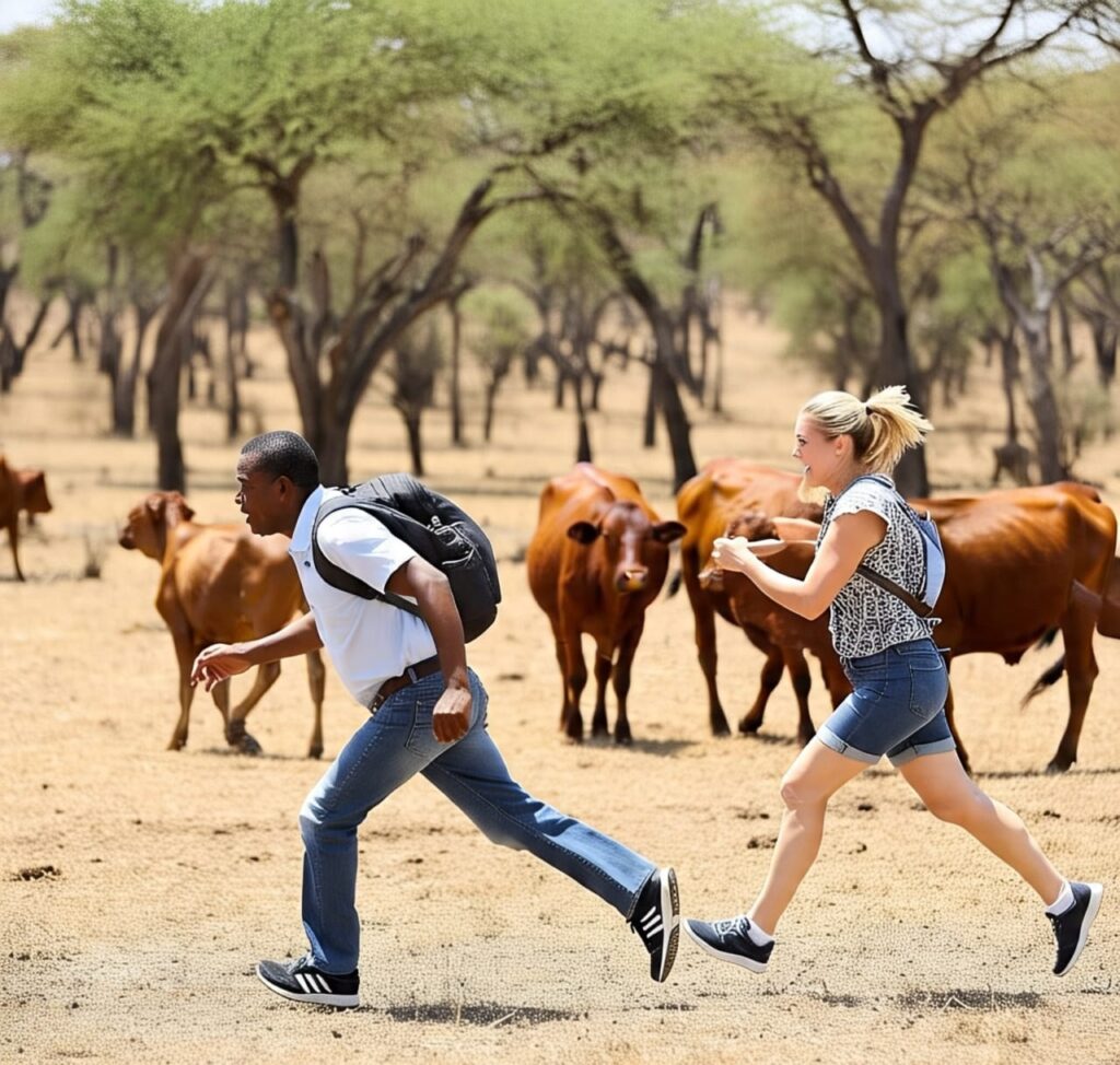 running from cows